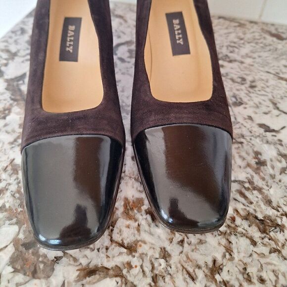 BALLY Brown‎ Suede  leather patent Flats size 7.5 M - Picture 3 of 10